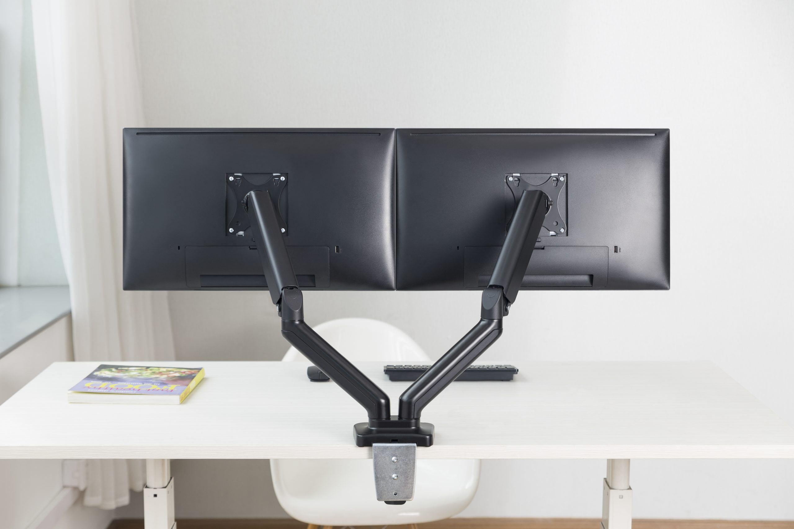 DUAL MONITOR ELEMENTAL GAS SPRING MONITOR ARM - Weffy